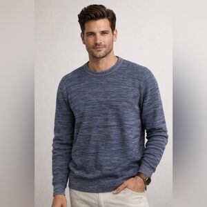 Bugatti Men's Marled Blue Crewneck Sweater. Size L